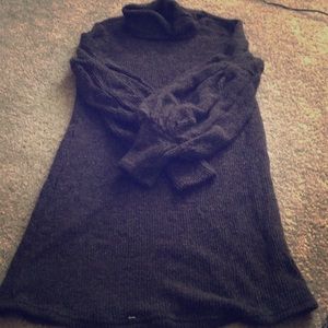 Gray, turtleneck, sweater dress